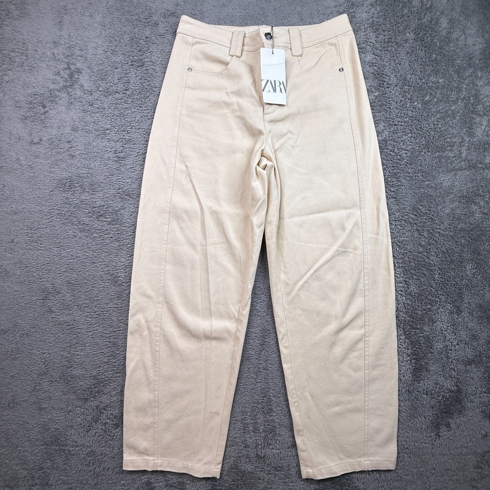 ZARA ZW The Low Rise Worker Jeans NWT Cream Color Womens 4 30x30 100% Cotton